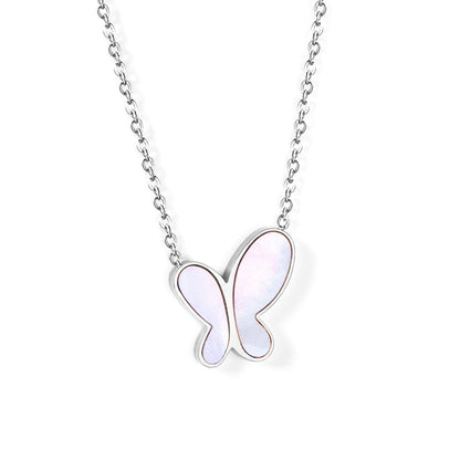 Enamel Girls Kids Jewelry New Fashion Stainless Steel Butterfly Pendant Necklaces For Women Korean Style bijoux femme