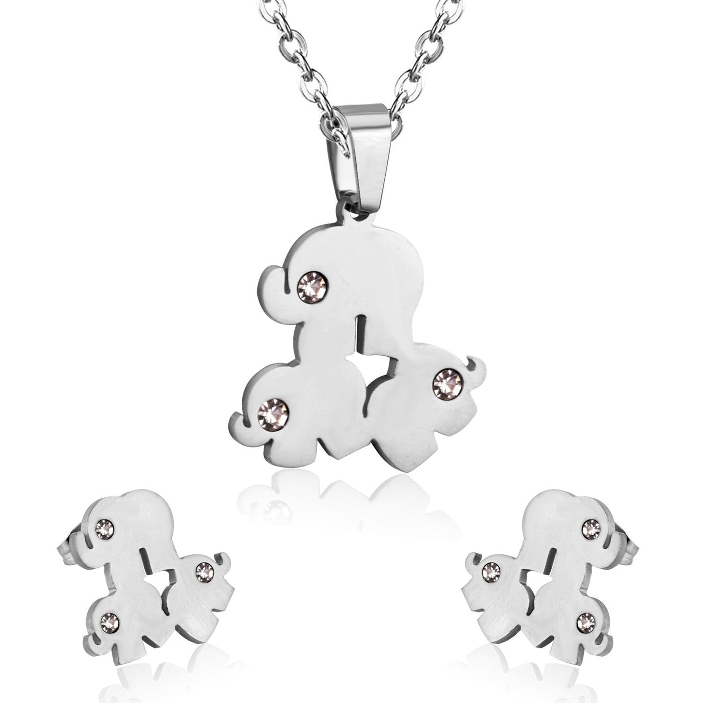 Fashion Cute Elephant Crystal African Jewelry Sets For Women Chain Necklace Earrings Dubai Jewellery parures bijoux