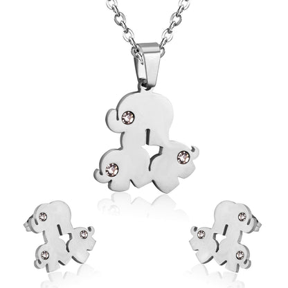 Fashion Cute Elephant Crystal African Jewelry Sets For Women Chain Necklace Earrings Dubai Jewellery parures bijoux