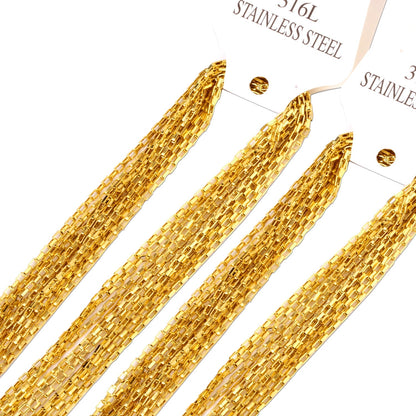 ASON 10pcs/Lots Long Necklace Women Collar 2MM Gold Black Rose Silver Color Stainless Steel Box Chains Necklaces Wholesale