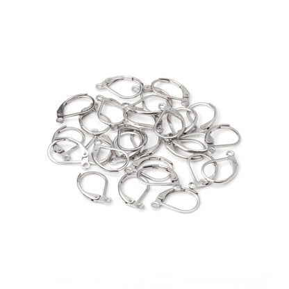 ASON 100pcs Gold Stainless Steel French Lever Earring Hooks Wire Settings Base Hoops Earrings Making DIY Hook Earrings Findings