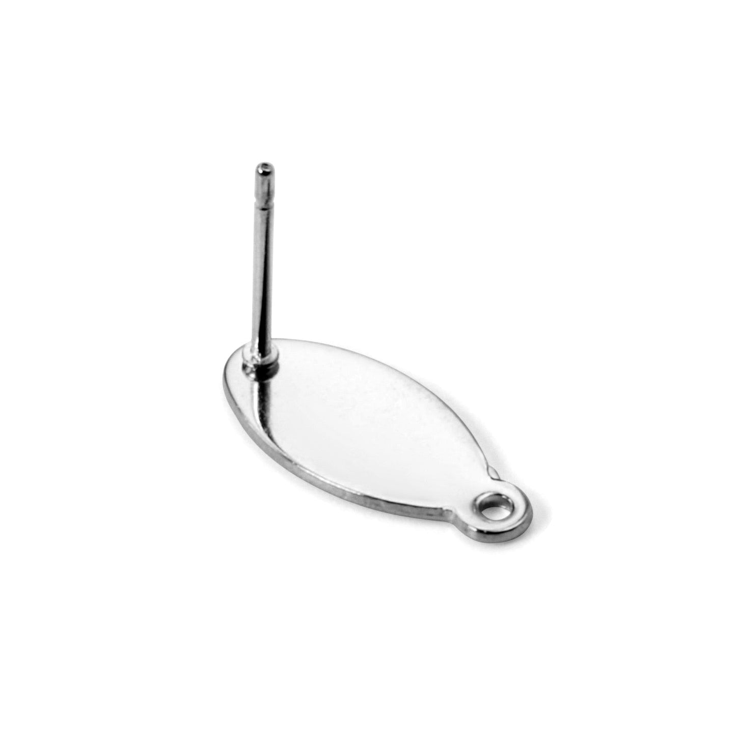 ASON 100 Pcs/Lots Oval Earring Accessories Stainless Steel Anti-allergy Base Setting Connector For DIY Jewelry Making Supplies