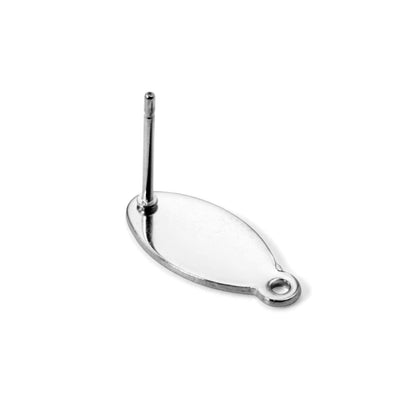 ASON 100 Pcs/Lots Oval Earring Accessories Stainless Steel Anti-allergy Base Setting Connector For DIY Jewelry Making Supplies