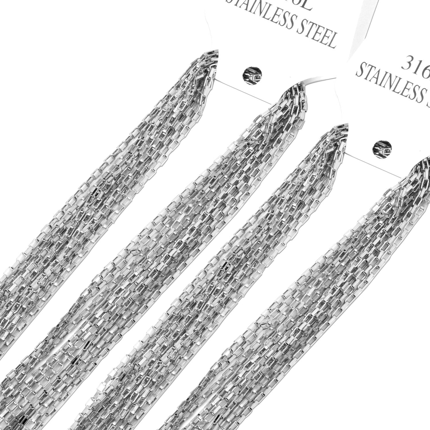 ASON 10pcs/Lots Long Necklace Women Collar 2MM Gold Black Rose Silver Color Stainless Steel Box Chains Necklaces Wholesale