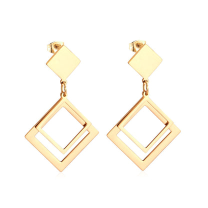 Brinco Jewelry Korean Square Triangle Drop Earring 2020 Set Stainless Steel Dangle Christmas Earrings Set For Women