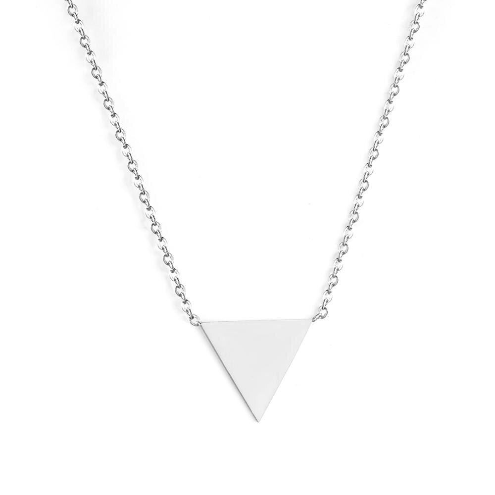 Fashion Gold Triangle Pendant Link Chain Choker Necklace Women  Jewelry Stainless Steel Babygirl Necklaces Set