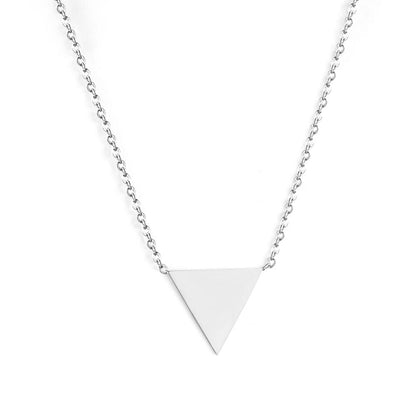 Fashion Gold Triangle Pendant Link Chain Choker Necklace Women  Jewelry Stainless Steel Babygirl Necklaces Set