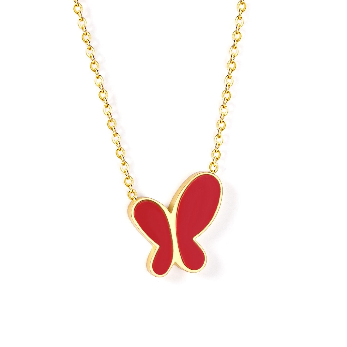 Enamel Girls Kids Jewelry New Fashion Stainless Steel Butterfly Pendant Necklaces For Women Korean Style bijoux femme