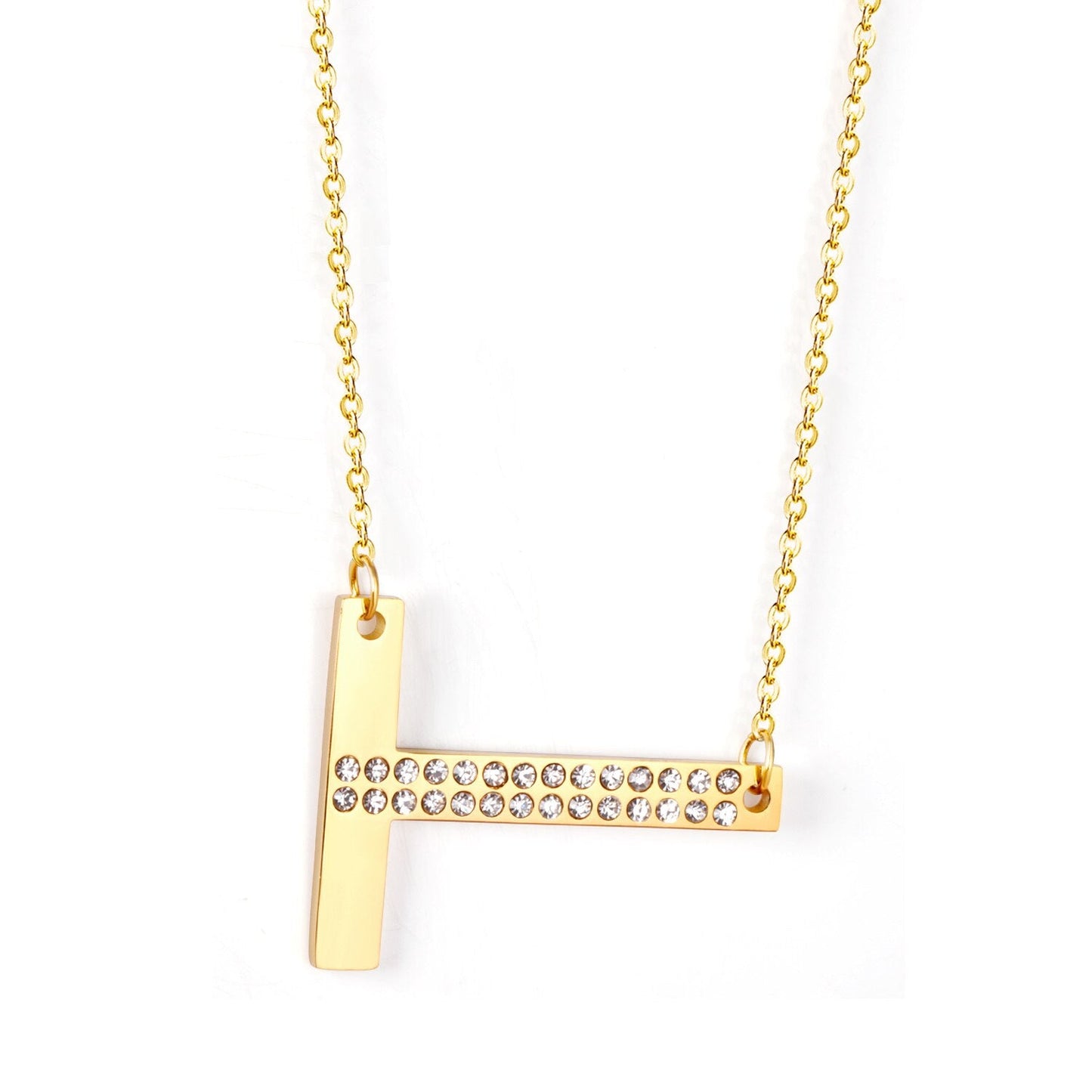 Stainless Steel Zircon Pendants Necklaces Gold Color Letter Necklace Chains Accessories Collars Choker Wholesale