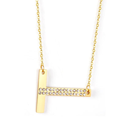 Stainless Steel Zircon Pendants Necklaces Gold Color Letter Necklace Chains Accessories Collars Choker Wholesale