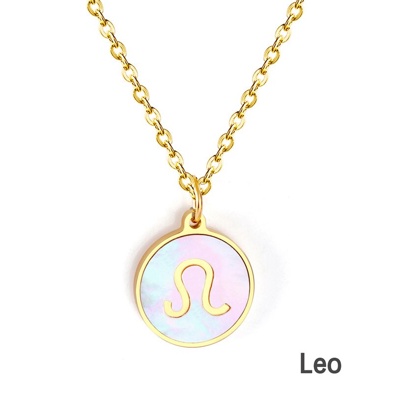 Shell Pendant Twelve Constellation Stainless Steel Necklace Man Jewelry For Women Choker Chain Necklace Collar 2021