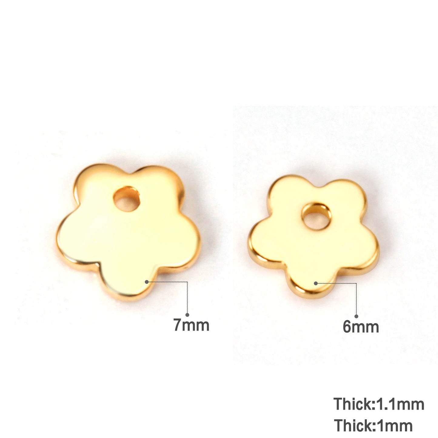 ASON100Pcs/Lot Gold Silver Color Flower Stainless Steel Pendant Charm For Necklace Bracelet Trendy DIY Jewelry Making Supplies