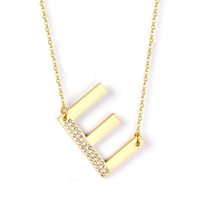 Stainless Steel Zircon Pendants Necklaces Gold Color Letter Necklace Chains Accessories Collars Choker Wholesale