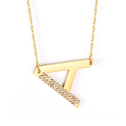 Stainless Steel Zircon Pendants Necklaces Gold Color Letter Necklace Chains Accessories Collars Choker Wholesale