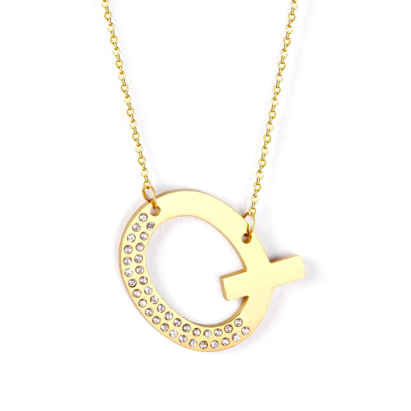 Stainless Steel Zircon Pendants Necklaces Gold Color Letter Necklace Chains Accessories Collars Choker Wholesale