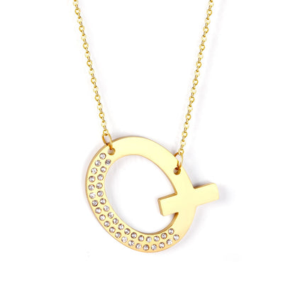 Stainless Steel Zircon Pendants Necklaces Gold Color Letter Necklace Chains Accessories Collars Choker Wholesale