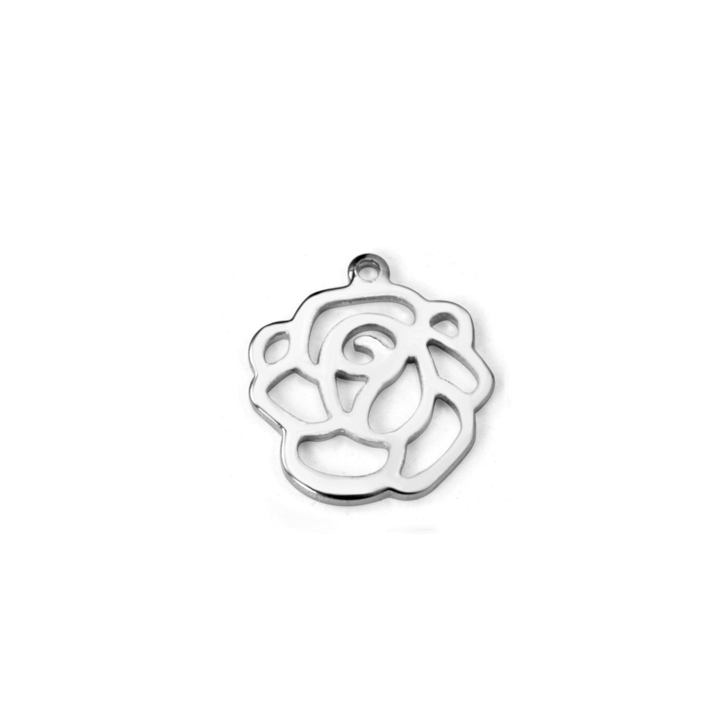 ASON100 Pcs/Lot Rose Pendant 316L Stainless Steel Flowers Charm Wholesale Gold Silver Color For Necklace Bracelet Jewelry Making