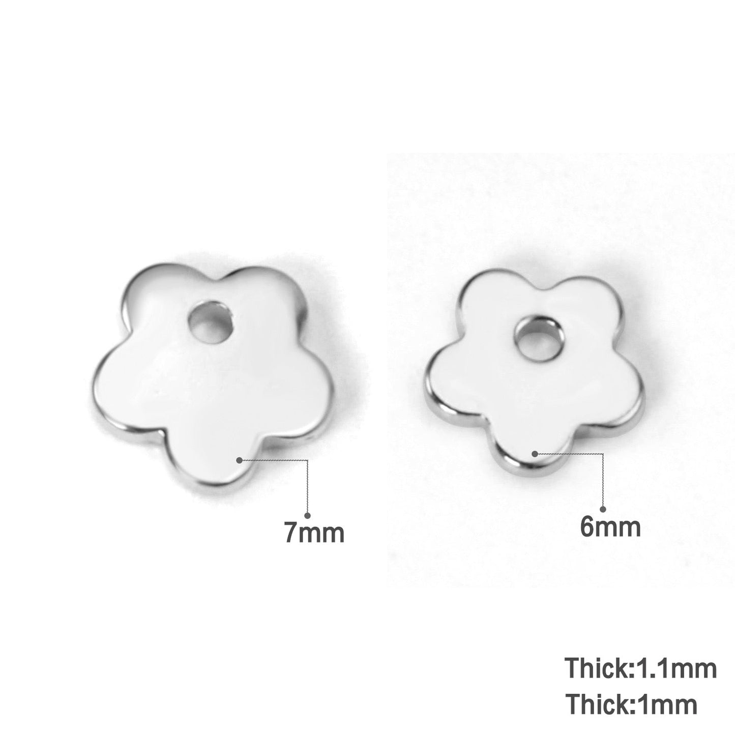 ASON100Pcs/Lot Gold Silver Color Flower Stainless Steel Pendant Charm For Necklace Bracelet Trendy DIY Jewelry Making Supplies