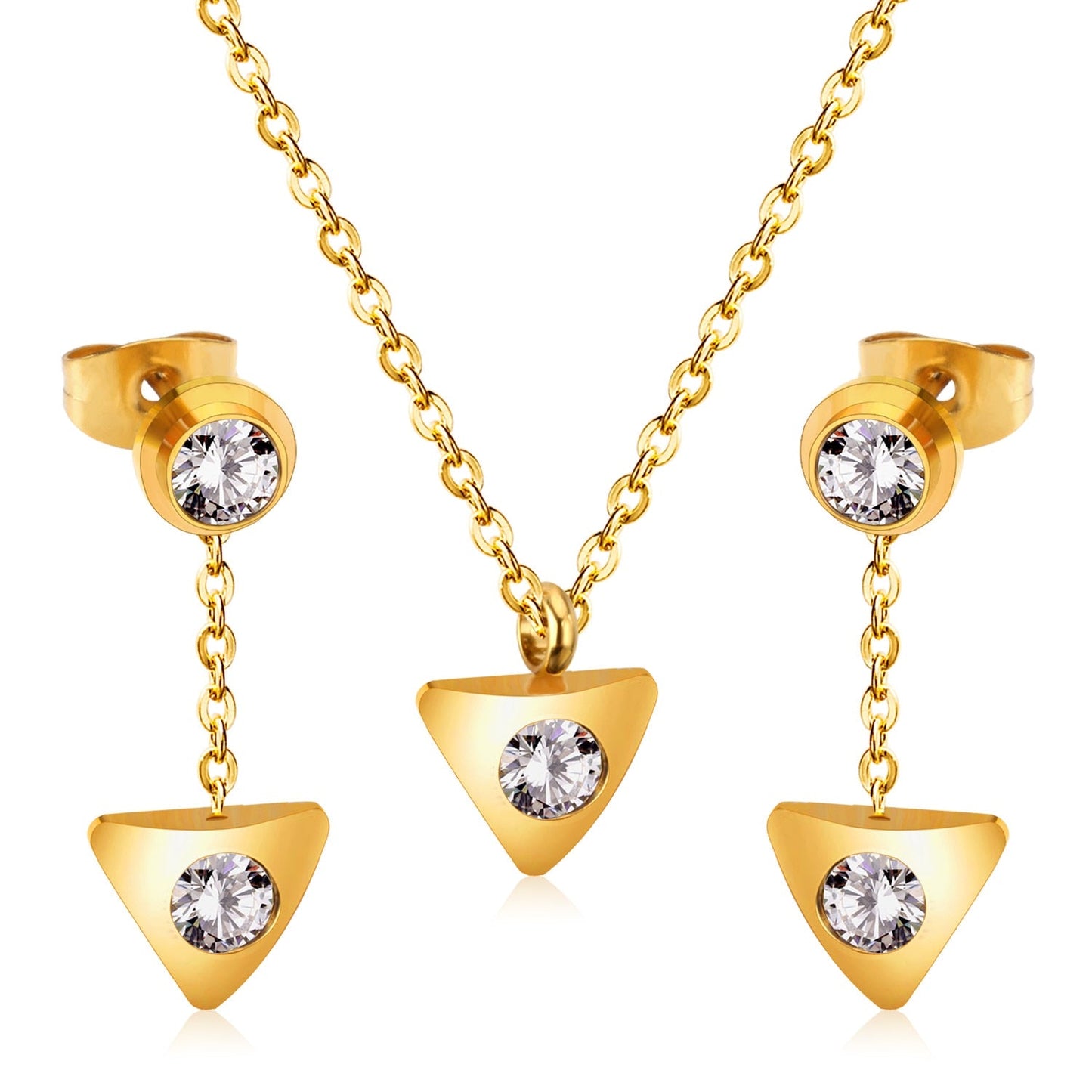 New Heart Shape Crystal Fashion Necklaces Droop Earrings Sets For Woman Dubai Wedding Jewelry Set pendientes bijoux