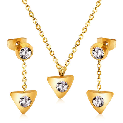New Heart Shape Crystal Fashion Necklaces Droop Earrings Sets For Woman Dubai Wedding Jewelry Set pendientes bijoux