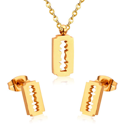 Fashion Frost Gold Pendant Necklace Set for Women Stainless Steel Jewellry Sets Wedding Necklace Set parures bijoux