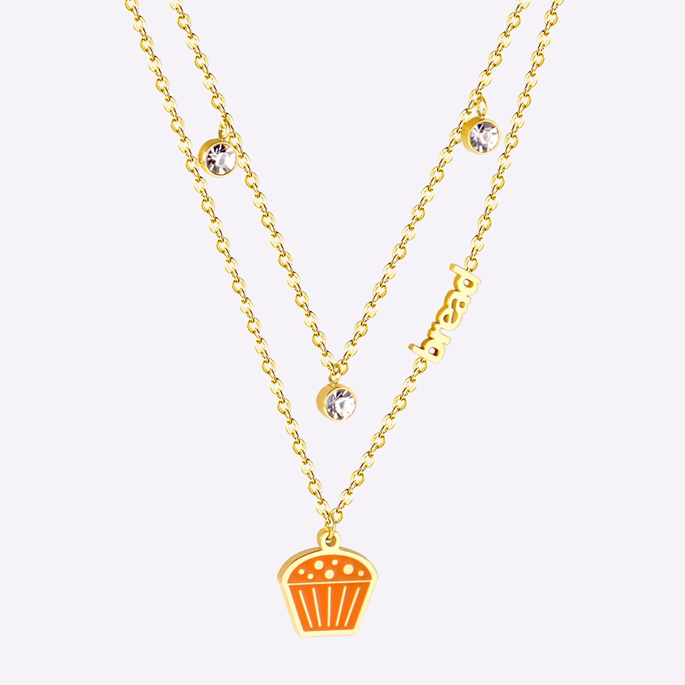 New Arrival Vegetable Food Cartoon Double Chain Pendant Necklace For Girls Fashion Chain Jewellry Necklace choker