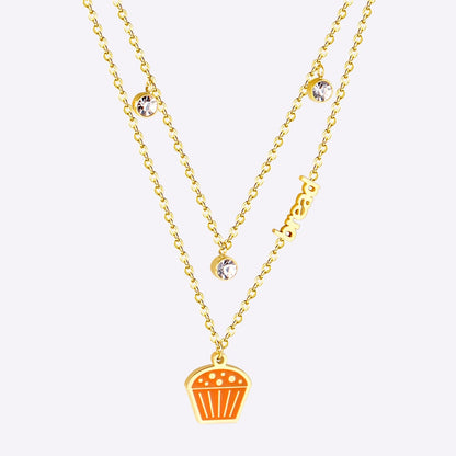 New Arrival Vegetable Food Cartoon Double Chain Pendant Necklace For Girls Fashion Chain Jewellry Necklace choker