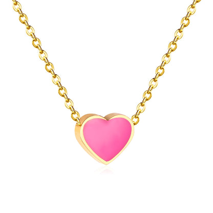 2022 Pink Heart Babygirl Choker Green Necklace Stainless Steel Chain Pendants Necklaces For Women Summer Jewelry