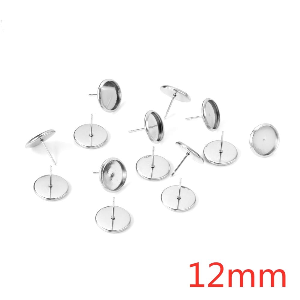 ASON 100pcs/lot Stainless Steel Blank Earring Base Cabochon Earrings Setting Accessories for DIY Jewelry Making Supplies