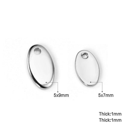 ASON 100pcs/lot Oval Pendant Chain Bracelet Tag Stainless Steel For Necklace Bracelet DIY Handmade Jewelry Making Supplies