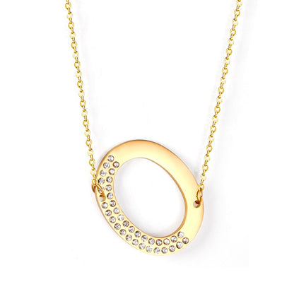 Stainless Steel Zircon Pendants Necklaces Gold Color Letter Necklace Chains Accessories Collars Choker Wholesale