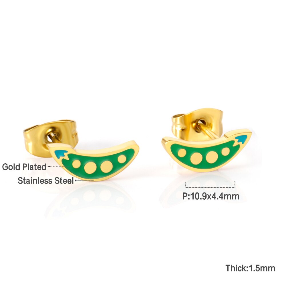 ASON Cute Vegetable Shape Cartoon Earrings 316L Stainless Steel Unusual Small Stud Earrings for Women Fashion Jewelry