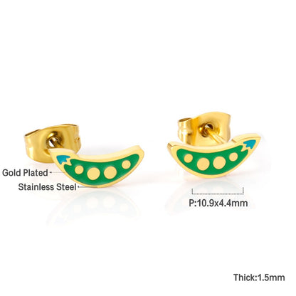 ASON Cute Vegetable Shape Cartoon Earrings 316L Stainless Steel Unusual Small Stud Earrings for Women Fashion Jewelry