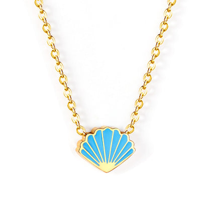 Rainbow Candy Pendant Necklace Women Stainless Steel Jewelry Wholesale Shell Fashion Pendant For Christmas Gifts