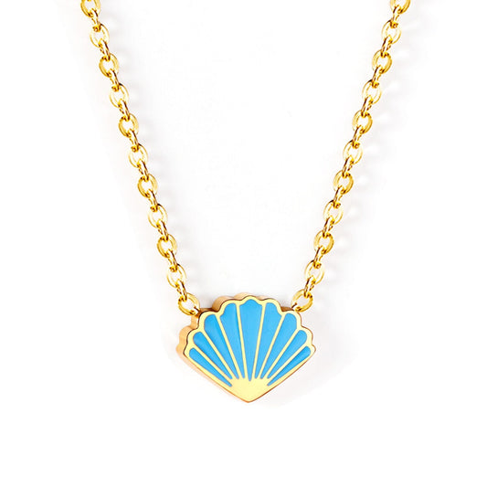Rainbow Candy Pendant Necklace Women Stainless Steel Jewelry Wholesale Shell Fashion Pendant For Christmas Gifts
