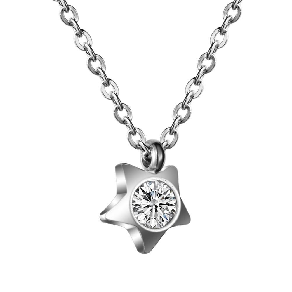 Vintage Flower Star Stainless Steel Gold Necklace Female's Sweater Retro Pendant Necklace Accessory Gifts