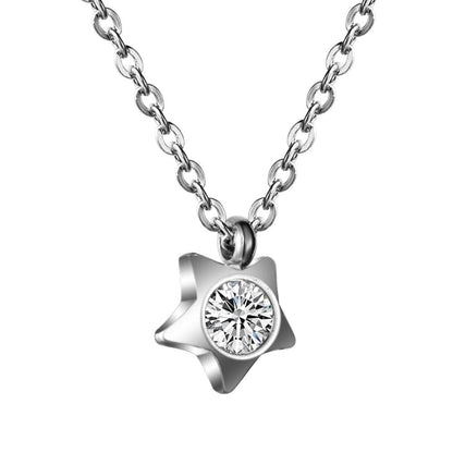 Vintage Flower Star Stainless Steel Gold Necklace Female's Sweater Retro Pendant Necklace Accessory Gifts