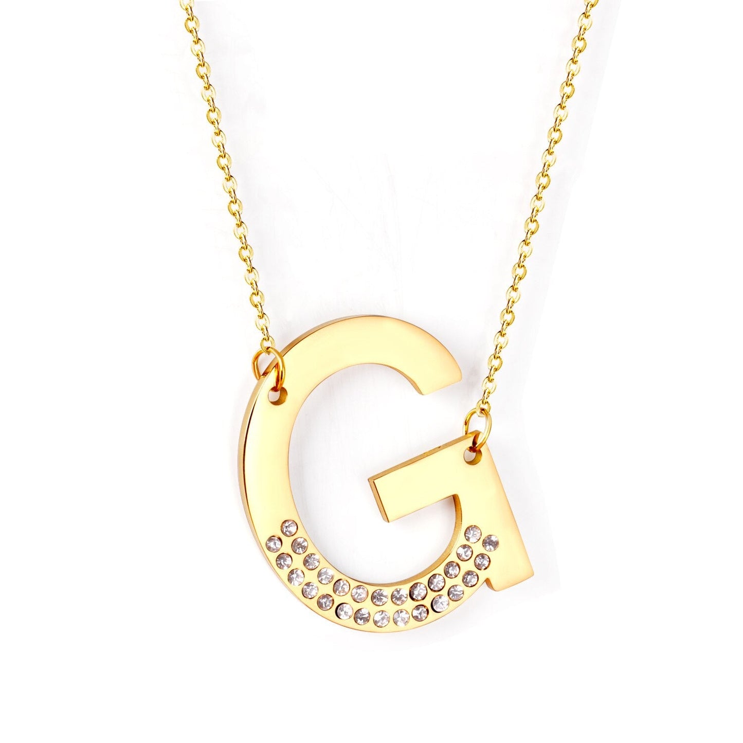Stainless Steel Zircon Pendants Necklaces Gold Color Letter Necklace Chains Accessories Collars Choker Wholesale