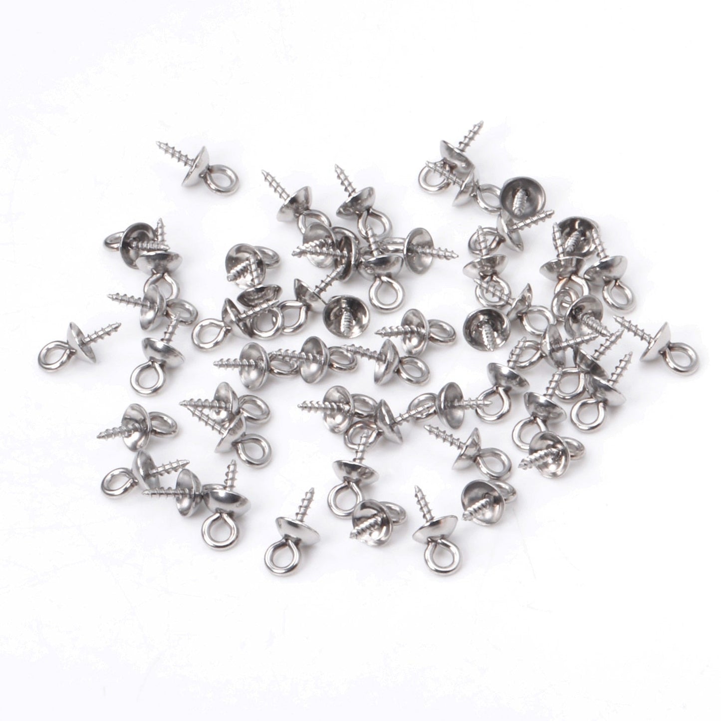 ASON 100pcs/lot Gold/Silver Color Stainless Steel Screw Eye Pin Pearl Pendant Charms Connector for DIY Jewelry Making