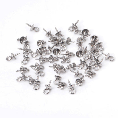 ASON 100pcs/lot Gold/Silver Color Stainless Steel Screw Eye Pin Pearl Pendant Charms Connector for DIY Jewelry Making