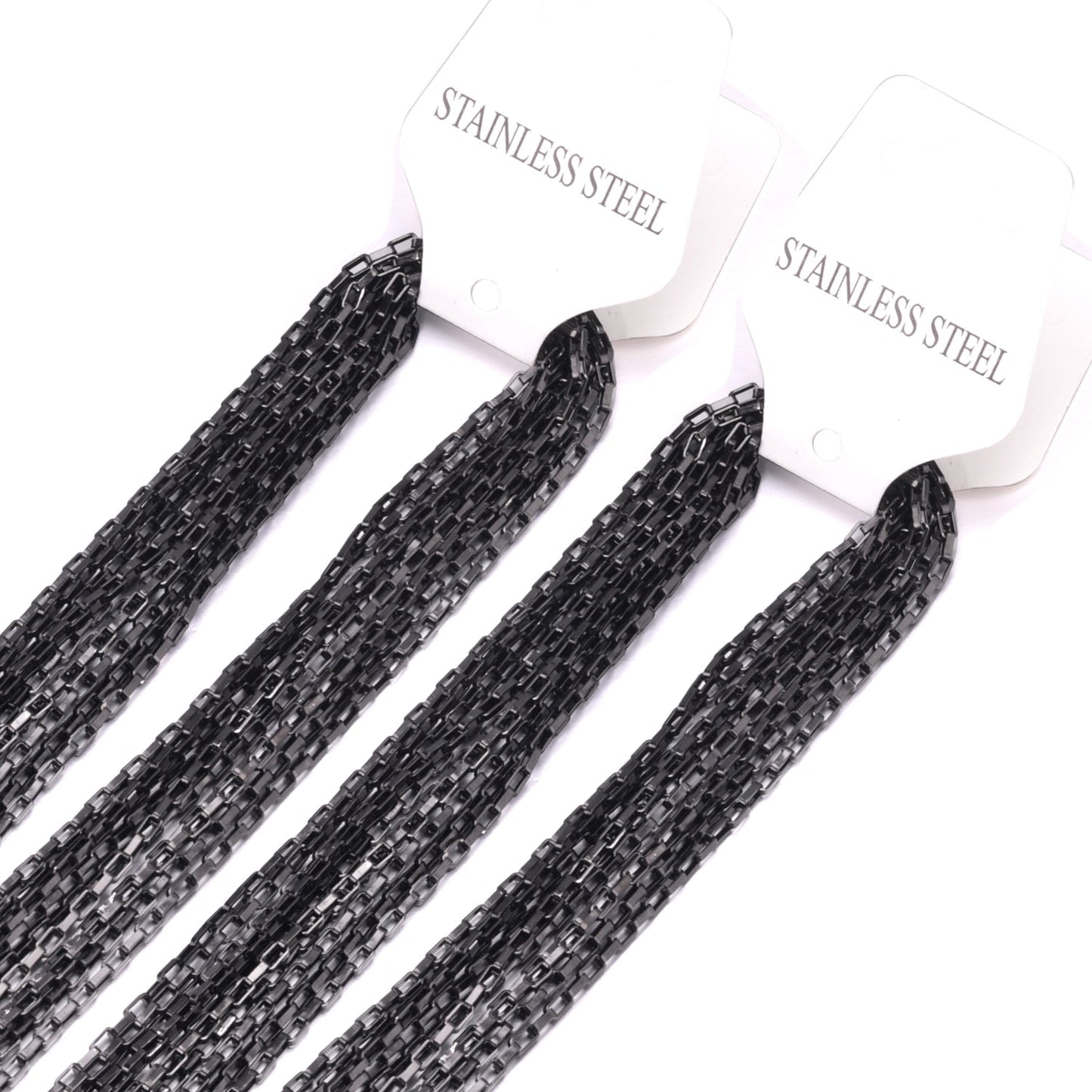 ASON 10pcs/Lots Long Necklace Women Collar 2MM Gold Black Rose Silver Color Stainless Steel Box Chains Necklaces Wholesale