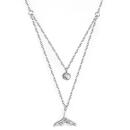 Necklace With Rhinestones For Women Cubic Zirconia Luxury Star Charm Fish Tail Collar For Girls