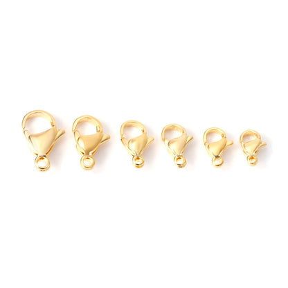 ASON 100Pcs/Lot Gold/Silver Color Stainless Steel Lobster Clasp Hooks Necklace Bracelet Accessories For Jewelry Making Supplies
