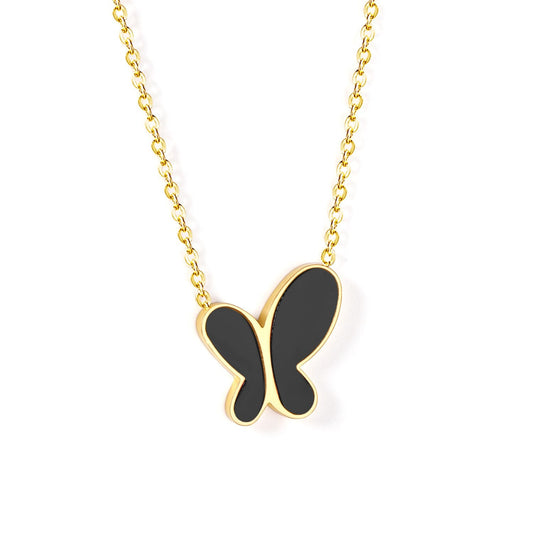 Enamel Girls Kids Jewelry New Fashion Stainless Steel Butterfly Pendant Necklaces For Women Korean Style bijoux femme