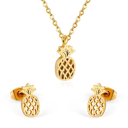 Pineapple Cute Stainless Steel African Jewellery Sets Bridal Dubai Gold Color Wedding Jewelry Sets For Women Girls