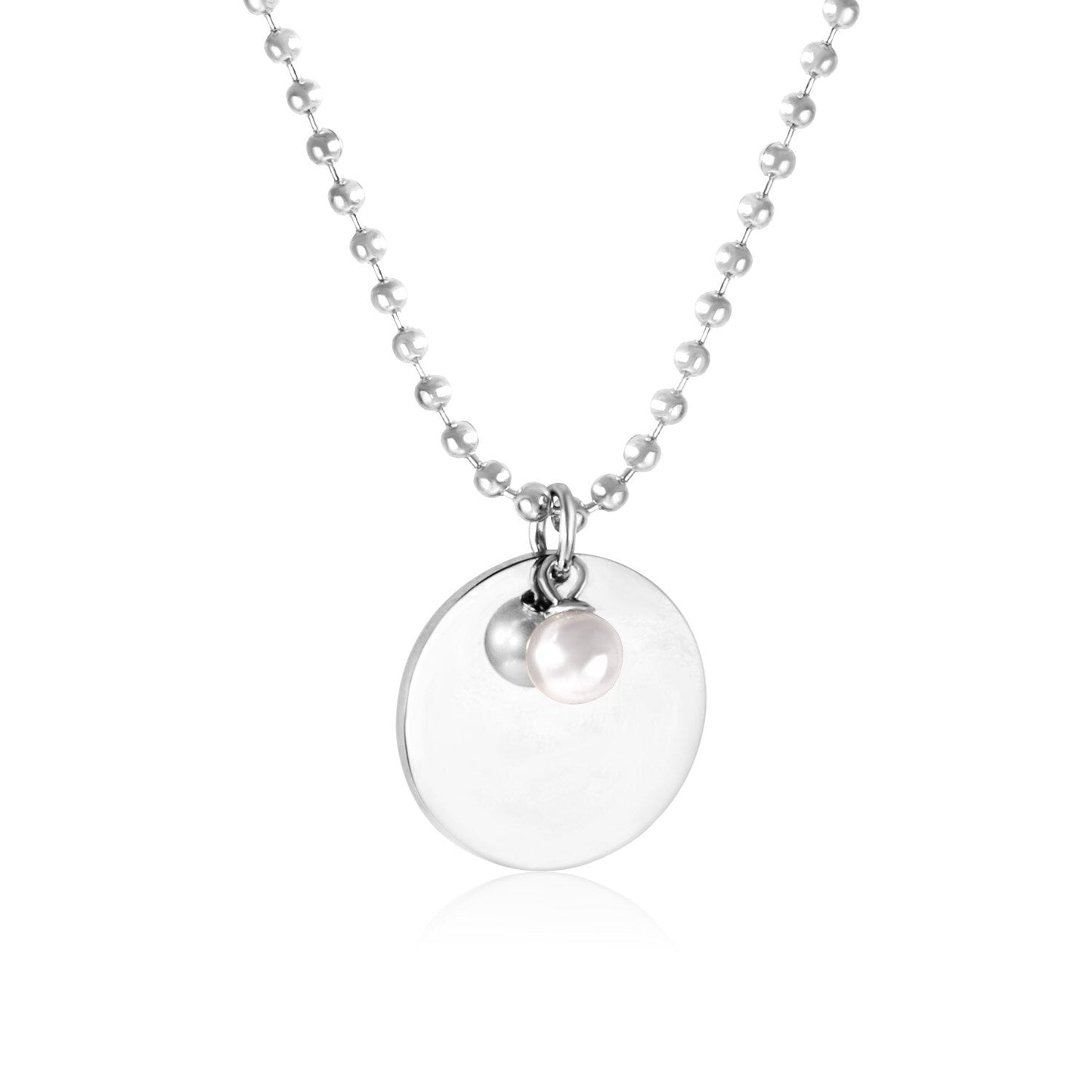 Gothic Fake Pearl Stainless Steel Round Pendant Necklaces For Men Women Jewelry Chain Necklace Collar Collier Set
