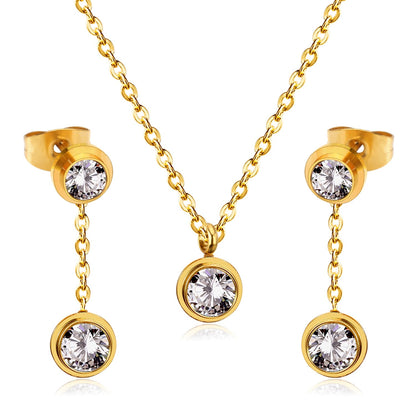 New Heart Shape Crystal Fashion Necklaces Droop Earrings Sets For Woman Dubai Wedding Jewelry Set pendientes bijoux
