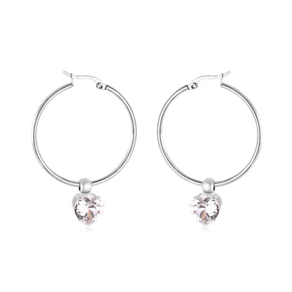 Stainless Steel 2020 Hoop Zircon Earrings Circle Hoop Korean Earring Set For Women Fashion Jewelry aretes de mujer