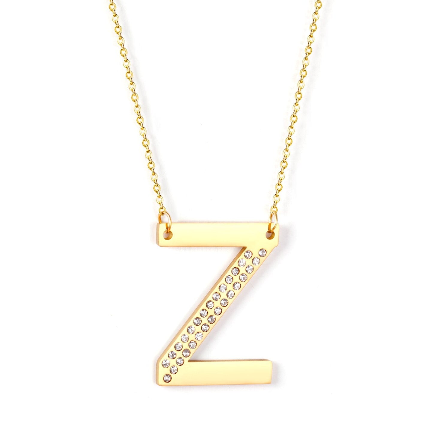 Stainless Steel Zircon Pendants Necklaces Gold Color Letter Necklace Chains Accessories Collars Choker Wholesale