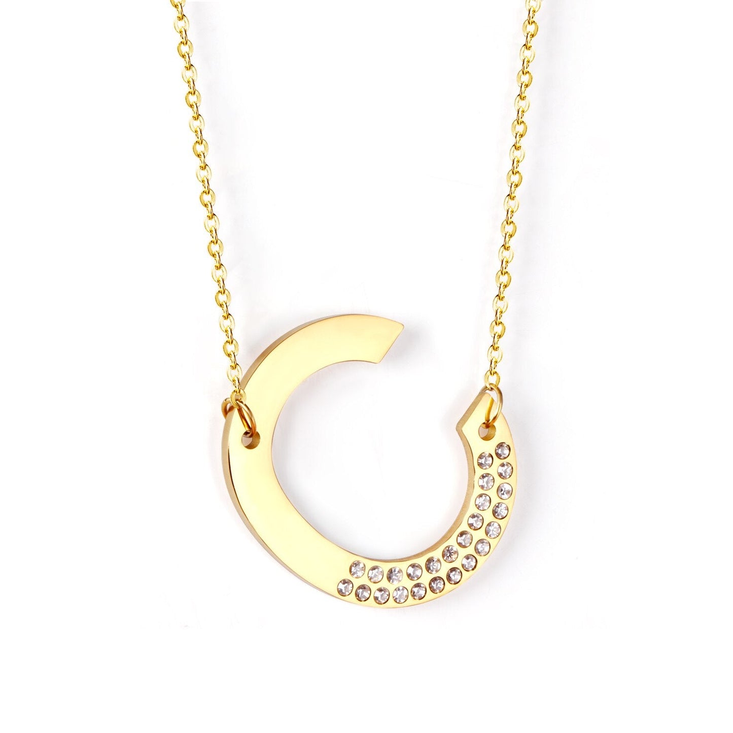 Stainless Steel Zircon Pendants Necklaces Gold Color Letter Necklace Chains Accessories Collars Choker Wholesale